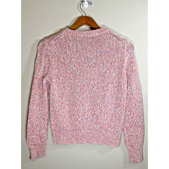 J. Crew Casual Sweater Womens Pink White Blue Long Sleeve Crewneck Sweater SMALL - Picture 2 of 7